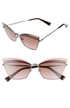 VALENTINO 60MM CAT EYE SUNGLASSES - GUNMETAL/ GREY,VA202960-Y