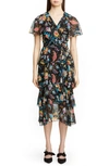 ETRO FERN & FLORAL PRINT RUFFLE WRAP DRESS,177915005