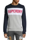 SUPERDRY EMBROIDERED COLORBLOCK COTTON BLEND SWEATSHIRT,0400010715363