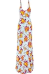 REBECCA DE RAVENEL BRAIDED FLORAL-PRINT SILK-TWILL MAXI DRESS