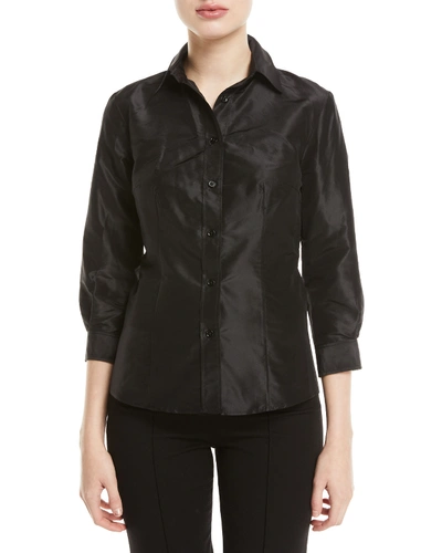 CAROLINA HERRERA TAFFETA BUTTON-FRONT SHIRT,PROD153230001