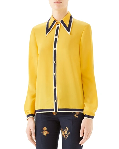 Gucci Women's 550513zaaog7291 Yellow Silk Shirt In Dark Yellow