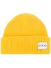 Ganni Knitted Beanie - Yellow