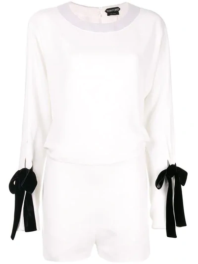 Tom Ford Tied Sleeve Playsuit - 白色 In White