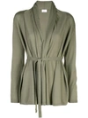 ALLUDE ALLUDE LONG SLEEVE OPEN CARDIGAN - GREEN