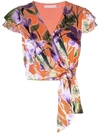 ALICE AND OLIVIA FLORAL WRAP TOP