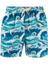Mc2 Saint Barth Shark Print Lightning Swimming Shorts - Blue