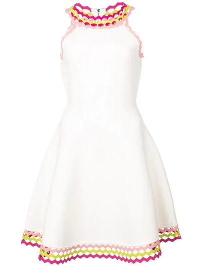 Milly Diamond-cut Halter-neck Fit-and-flare Mini Dress In White Multi