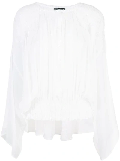 Ann Demeulemeester Pleated Collarless Shirt In White