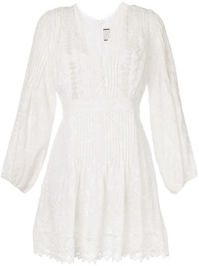 Alexis Artemis Plisse Lace Silk-blend A-line Tunic Dress In White