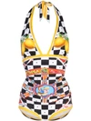 DOLCE & GABBANA PRINTED HALTER NECK SWIMSUIT