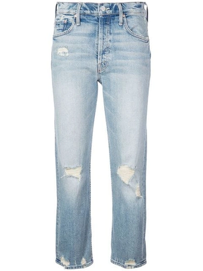 Mother The Tomcat High-rise Straight-leg Distressed Jeans In Blue