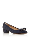 Ferragamo Women's Vara Quilted Leather Block Heel Pumps In Blue