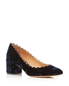 CHLOÉ WOMEN'S LAUREN SCALLOPED BLOCK-HEEL PUMPS,C17W230A7