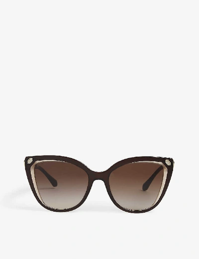 Bvlgari Brown Crystal-embellished Cat-eye Sunglasses