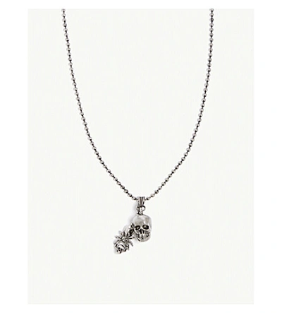 Alexander Mcqueen Spider And Skull Silver-toned Necklace