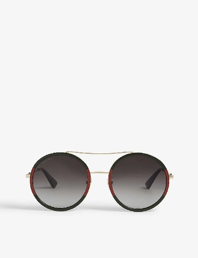 Gucci Womens Gg0061 Round-frame Sunglasses Gold