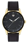 MOVADO LEATHER STRAP WATCH, 42MM,0607223