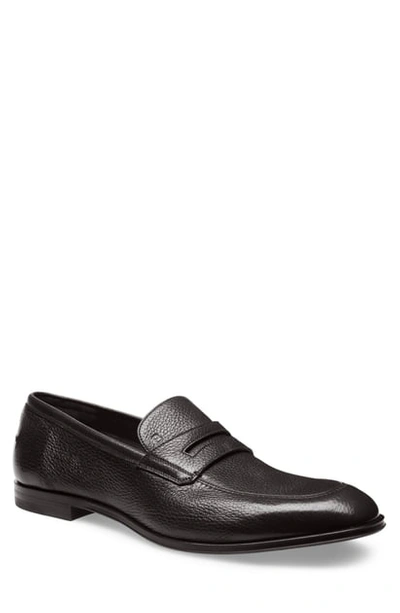 Bally Grained Leather Penny Loafers In Wine Comb