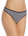 Calvin Klein Form Cotton Thong In Matching Stripe Shoreline