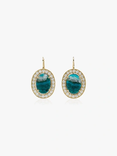 Andrea Fohrman 18k Gold Opal And Diamond Hook Earrings