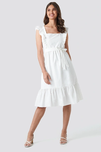 Trendyol Frilly Sleeveless Midi Dress - White In Ecru