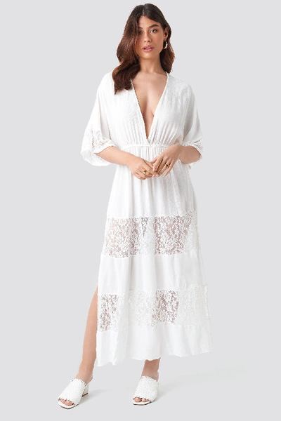 Trendyol Tulum Lace Maxi Dress - White In Ecru