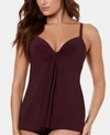 MIRACLESUIT SO RICHE MARINA DRAPED UNDERWIRE TANKINI TOP WOMEN'S SWIMSUIT