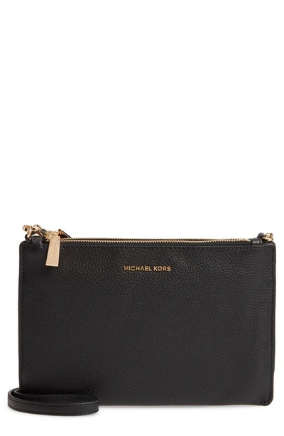 Michael Michael Kors Leather Double Pouch Crossbody Bag In Black