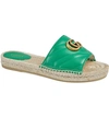 GUCCI PILAR ESPADRILLE SLIDE SANDAL,573028BKO00