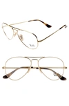 Ray Ban 55mm Aviator Optical Glasses In Gold/ Clear