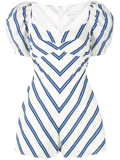 Alice Mccall Striped Cotton Poplin Romper In White