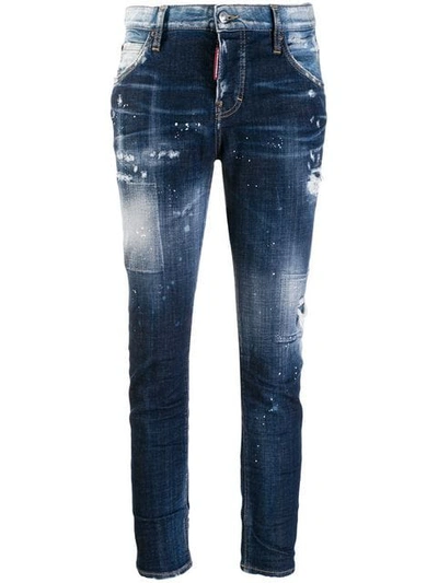 Dsquared2 Distressed Skinny Jeans In Blue