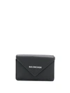 Balenciaga Papier Mini Printed Textured-leather Wallet In Black