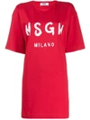 MSGM MSGM LOGO PRINT JERSEY DRESS - RED