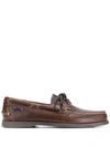 Sebago Docksides Portland Waxed Boat Shoes In Brown
