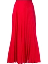 Valentino Pleated Midi Skirt - Red In Red
