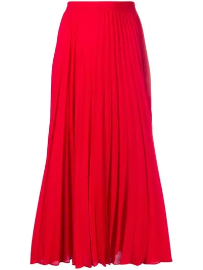 Valentino Pleated Midi Skirt - 红色 In Red