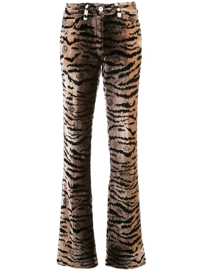 Giambattista Valli Tiger Print Flare Trousers In Brown