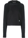 ALEXANDER WANG LOGO PATCH KNITTED HOODIE