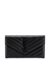Saint Laurent Ysl Monogram Large Flap Wallet In Grained Leather In Black