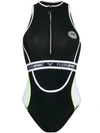 PLEIN SPORT PLEIN SPORT MONOKINI STRIPES SWIMSUIT - BLACK