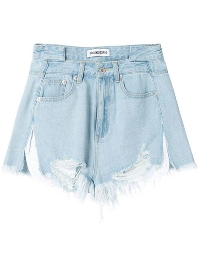 GROUND ZERO FRAYED DENIM SHORTS 