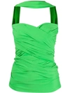Balenciaga Draped Stretch Jersey Top In Green
