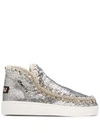 MOU MOU METALLIC HIGH TOP SNEAKERS - SILVER