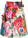 DOLCE & GABBANA FLORAL PRINT EMBROIDERED SKIRT