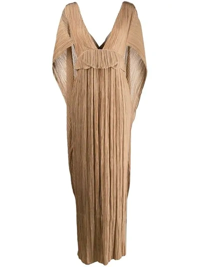 Chloé Pleated Cape Gown In Brown