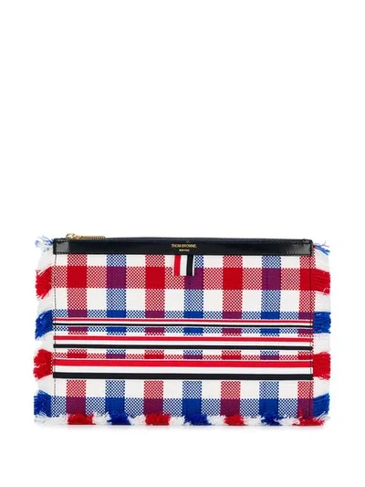 Thom Browne Checked Clutch In Rot