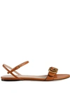 GUCCI LEATHER SANDAL WITH DOUBLE G