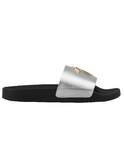 Giuseppe Zanotti Logo Print Slides - 银色 In Silver